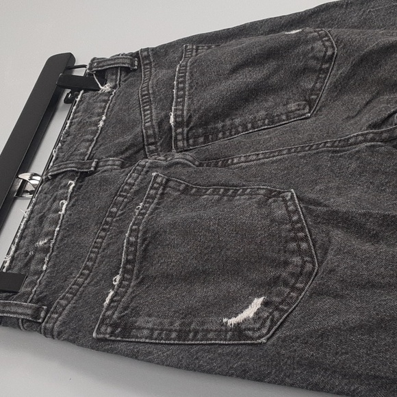 Zara High Waist Distressed Black Mom Jeans - Picture 8 of 9